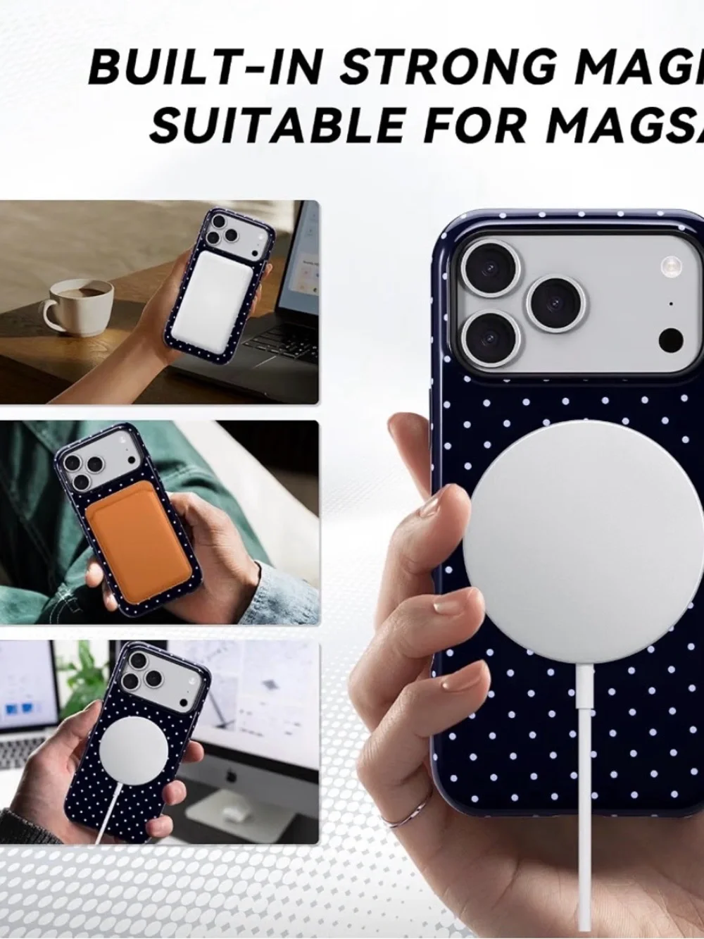 NEW! iPhone 17 ProMAX Case Wireless Charging MagSafe Dual-Layer Shockproof Blue